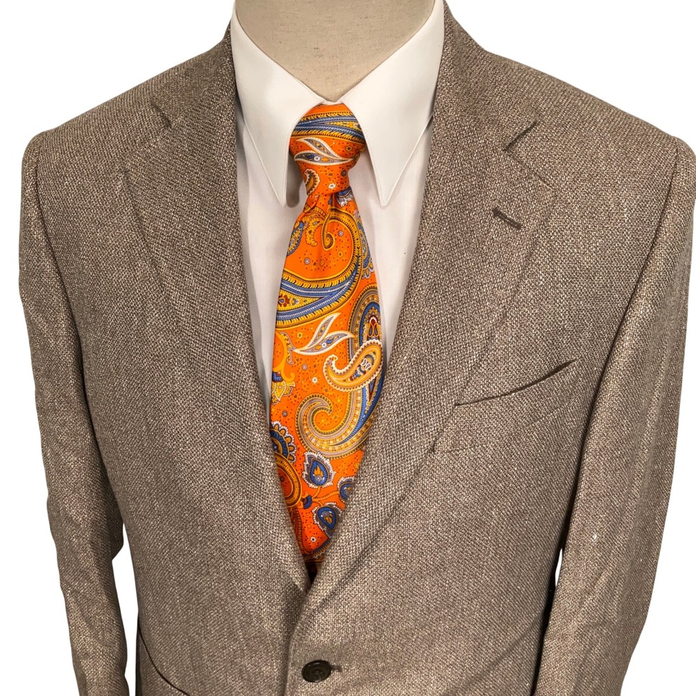 Moss 1851 Blazer Mens 40R Tan Angelico Tailor Fit Summer Italian Linen Jacket